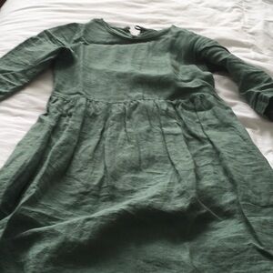 Simple green linen dress